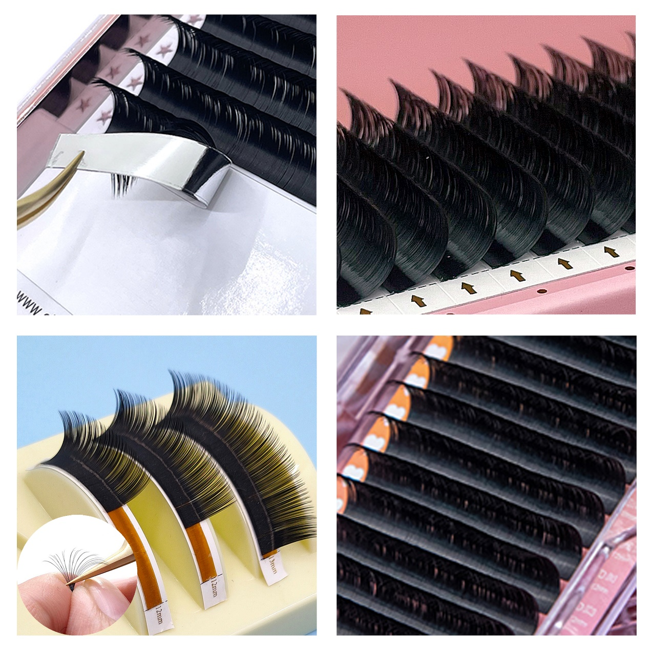 Pecamei Individual 8mm 10mm 12mm 14mm 16mm DIY eyelash extension glue-based Eyelash Cluster superfine band ribbon lashes  