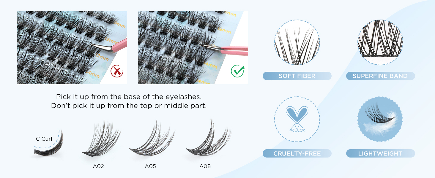 Pecamei Lash Clusters DIY Eyelash Extensions 120 Clusters Lash, Superfine band, Soft&Lightweight, Glue Bonded Band, Makeup Individual DIY Eyelash Extensions at Home(A05)  